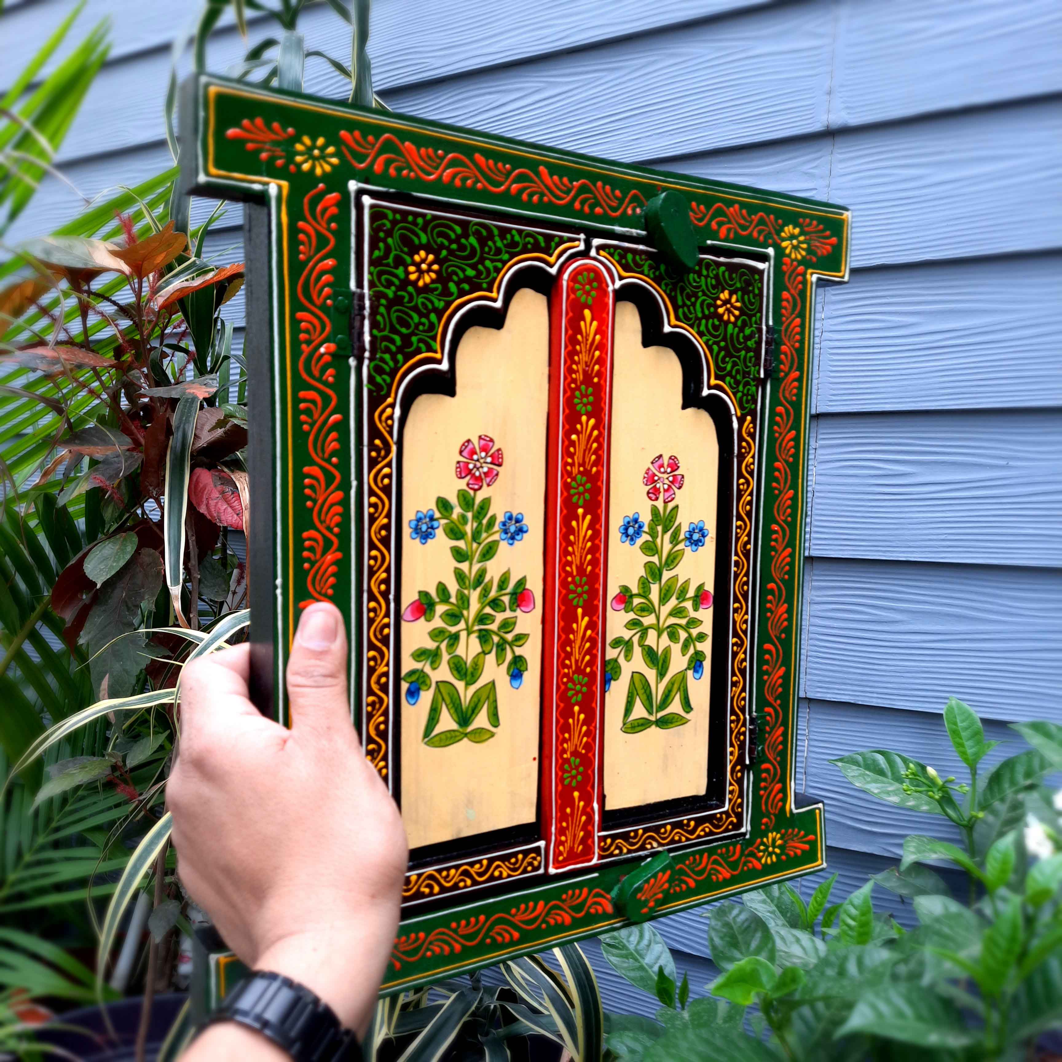 Wooden Window Jharokha Wall Decor - For Home Decor, Living Room & Gifts - 15 Inch - Apkamart