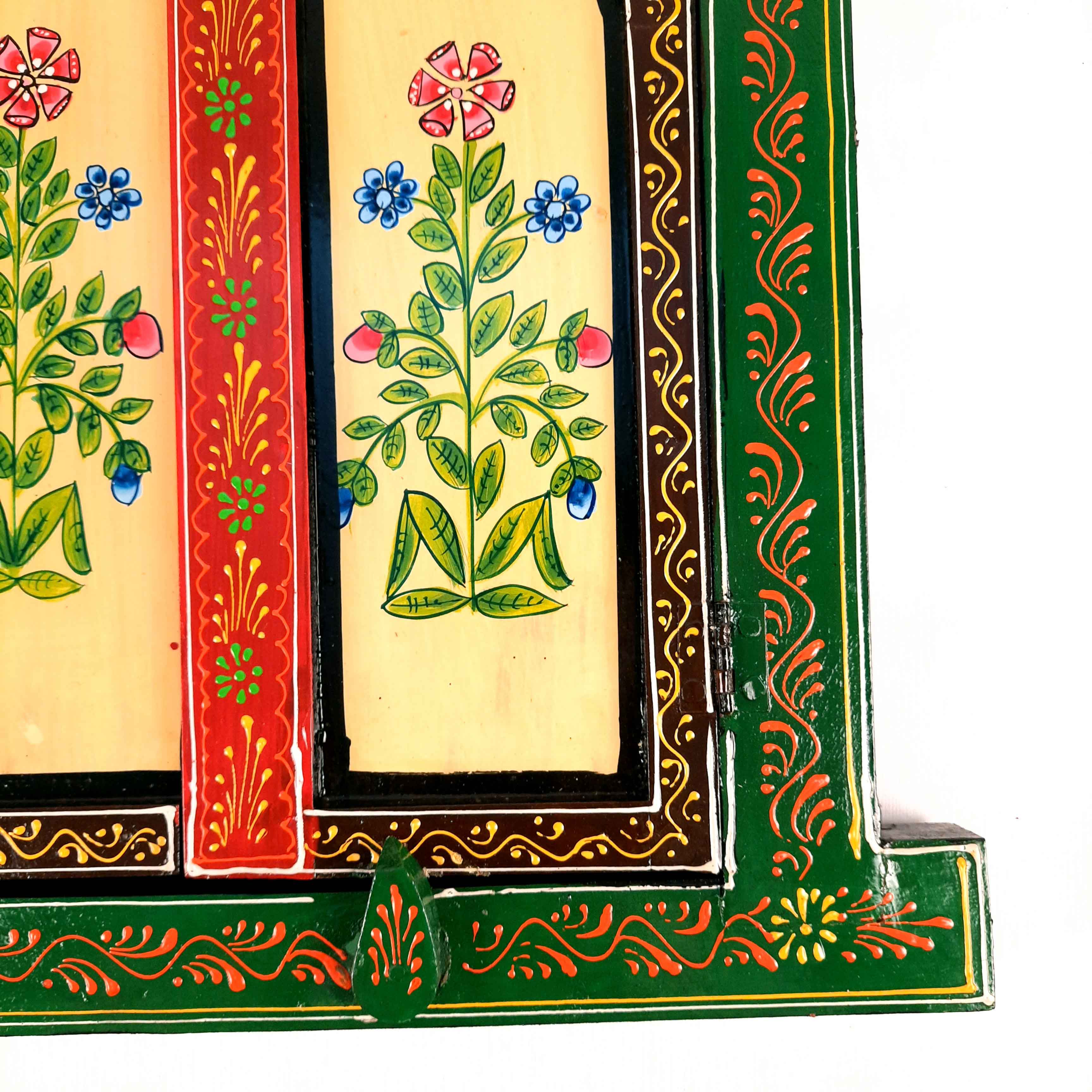 Wooden Window Jharokha Wall Decor - For Home Decor, Living Room & Gifts - 15 Inch - Apkamart