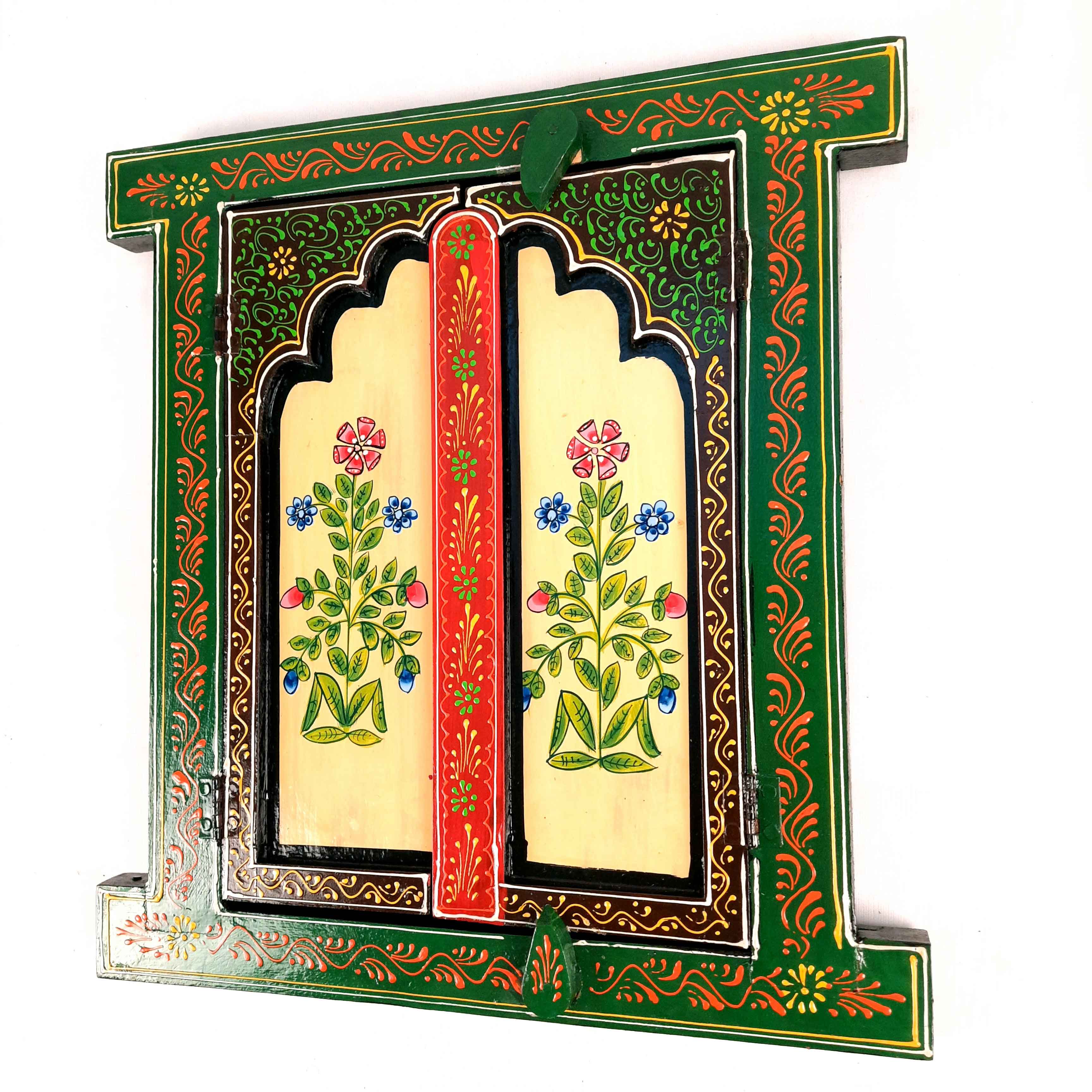 Wooden Window Jharokha Wall Decor - For Home Decor, Living Room & Gifts - 15 Inch - Apkamart
