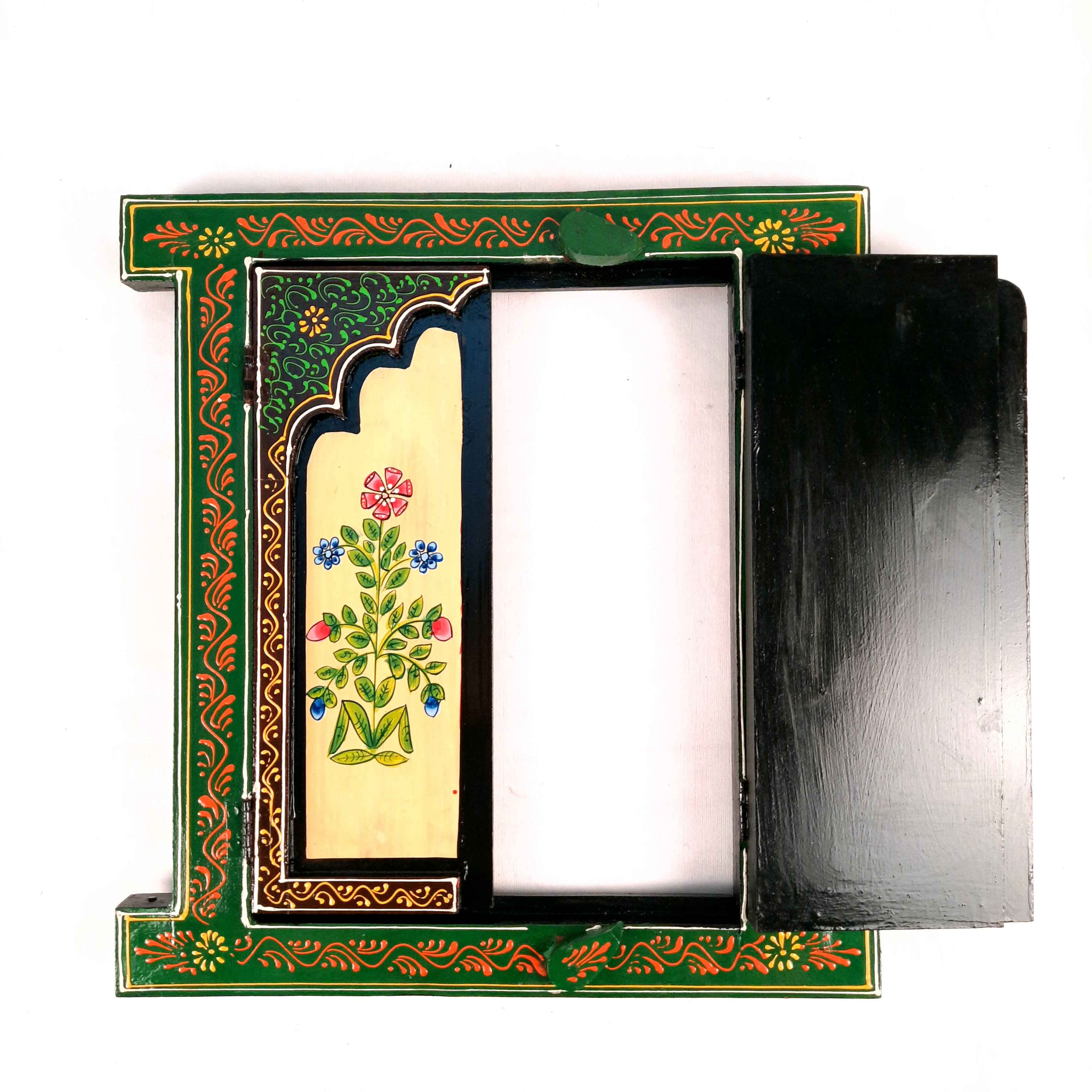 Wooden Window Jharokha Wall Decor - For Home Decor, Living Room & Gifts - 15 Inch - Apkamart