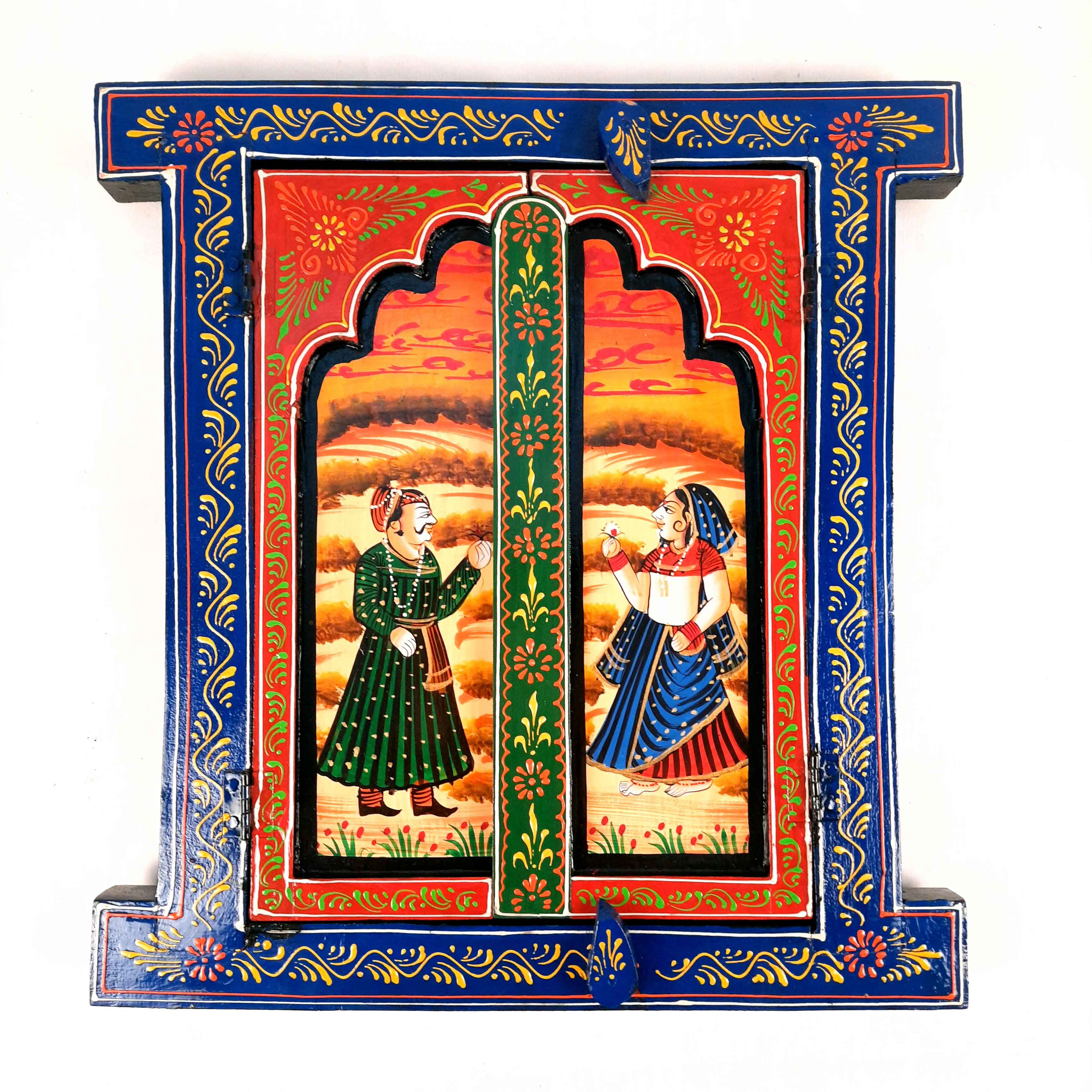 Jharokha Window Wall Hanging | Wooden Window Frame - for Home Decor, Living Room & Gifts - 18 Inch - Apkamart