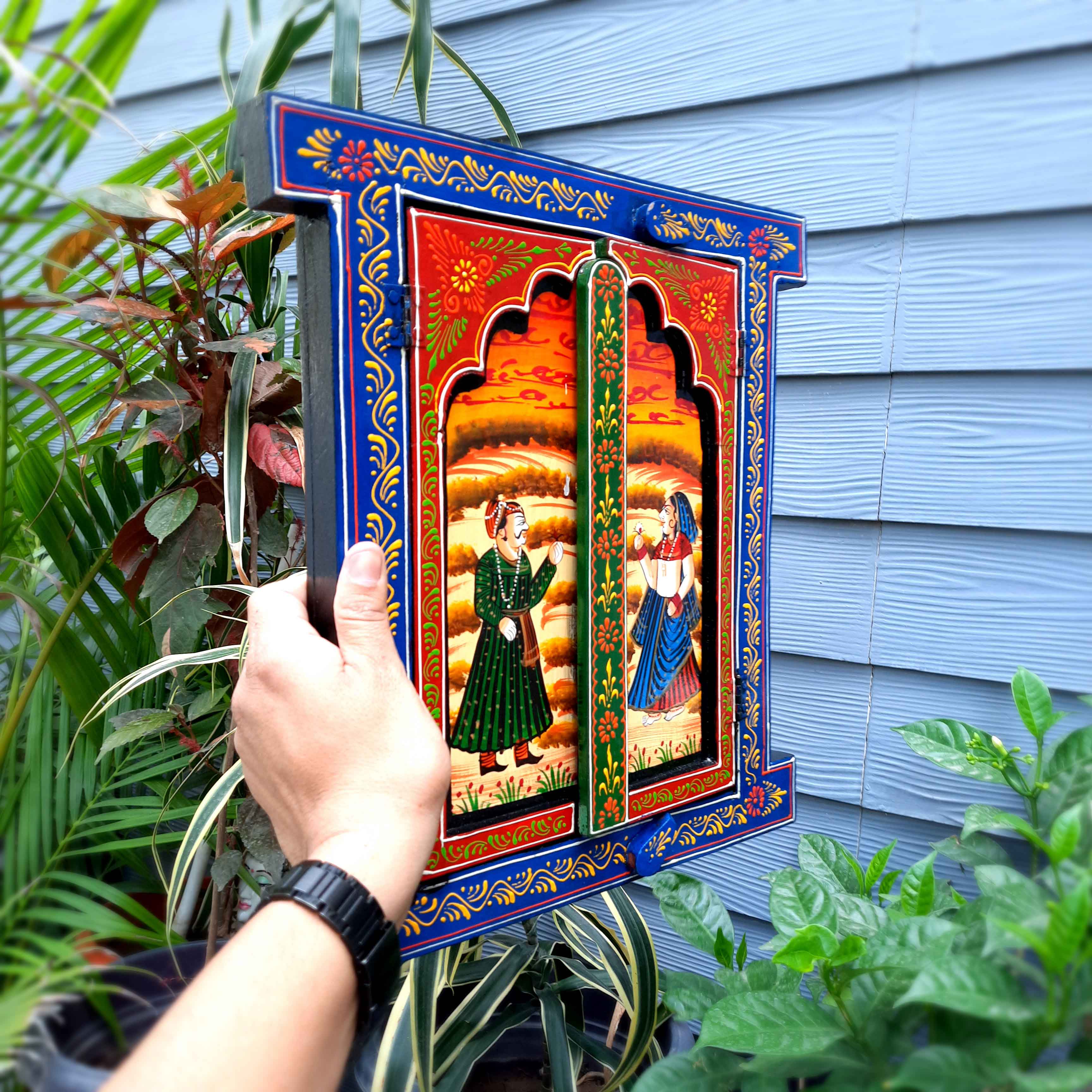 Jharokha Window Wall Hanging | Wooden Window Frame - for Home Decor, Living Room & Gifts - 18 Inch - Apkamart