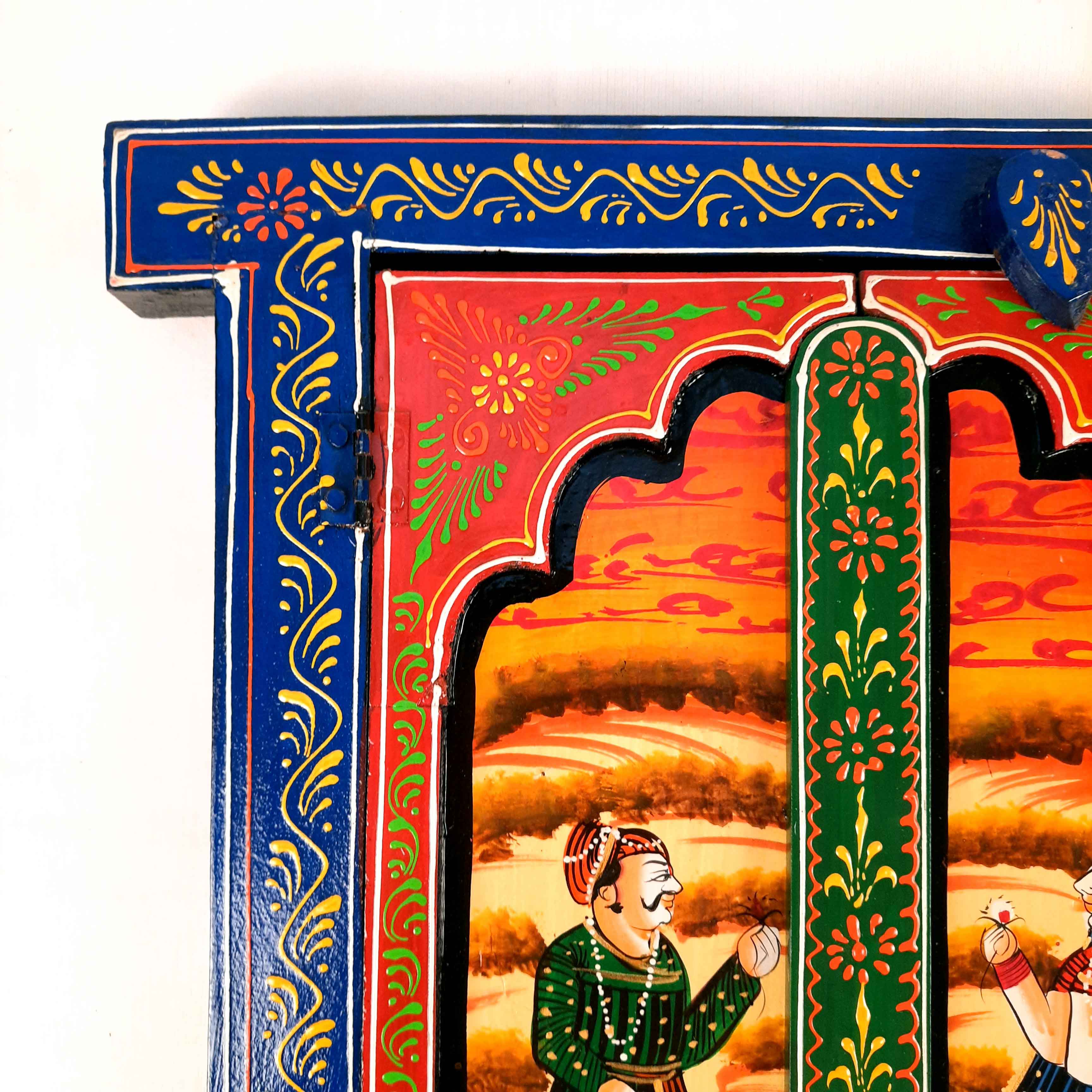 Jharokha Window Wall Hanging | Wooden Window Frame - for Home Decor, Living Room & Gifts - 18 Inch - Apkamart