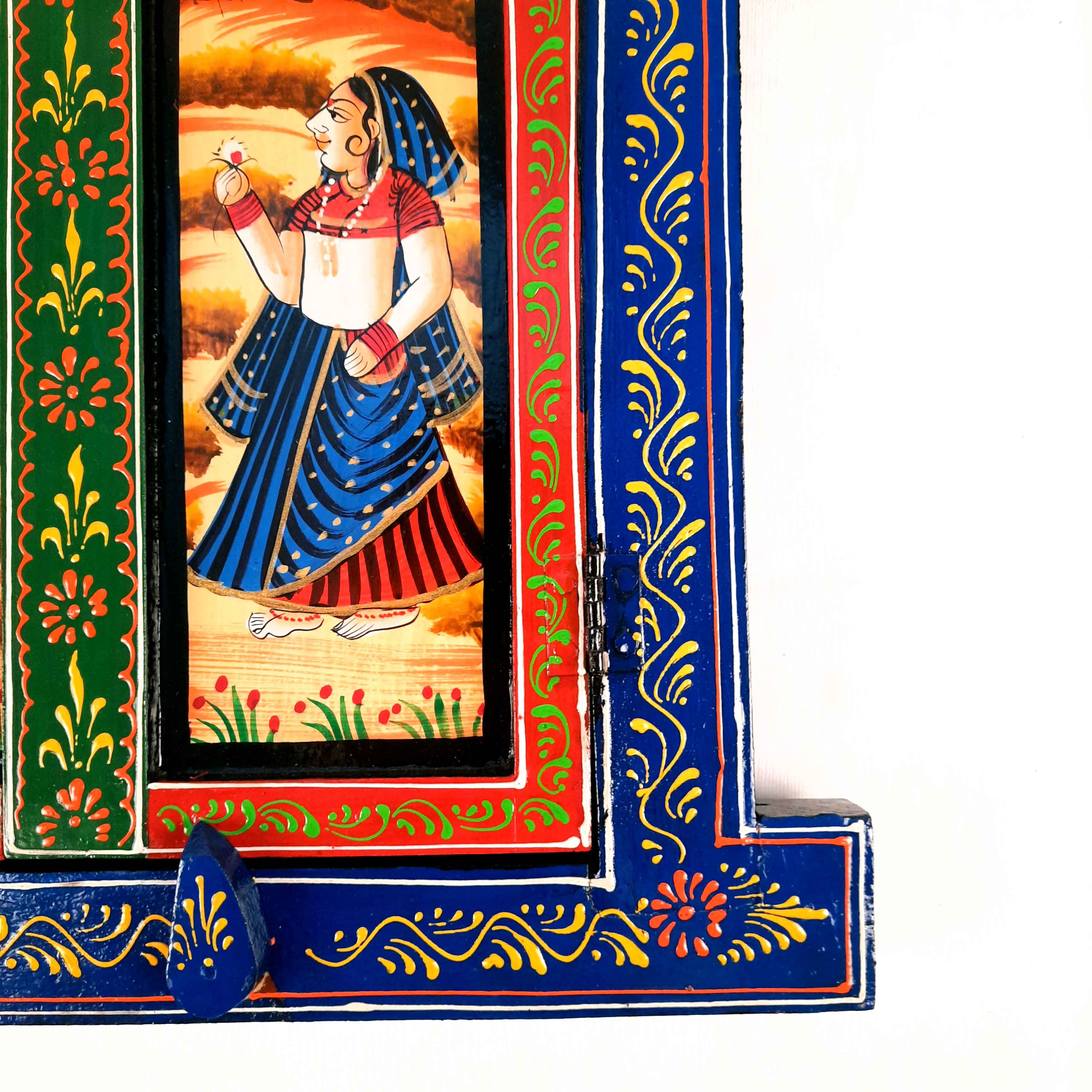 Jharokha Window Wall Hanging | Wooden Window Frame - for Home Decor, Living Room & Gifts - 18 Inch - Apkamart