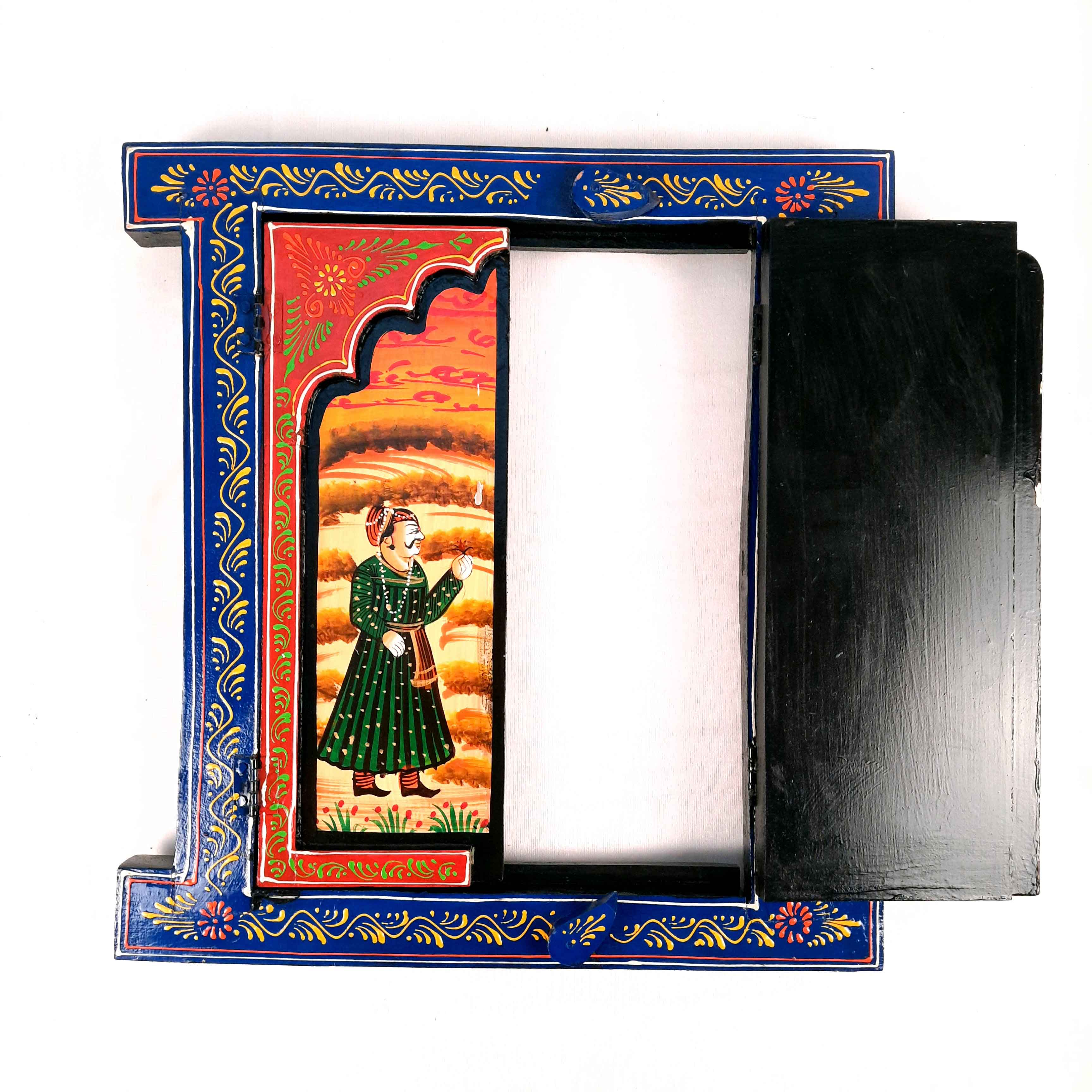 Jharokha Window Wall Hanging | Wooden Window Frame - for Home Decor, Living Room & Gifts - 18 Inch - Apkamart