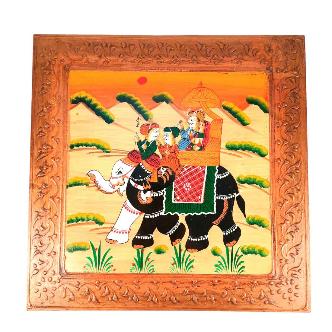 Wooden Bajot | Chowki with Handpainting - For Sitting & Home Decor -15 Inch - ApkaMart #style_Pack of 2