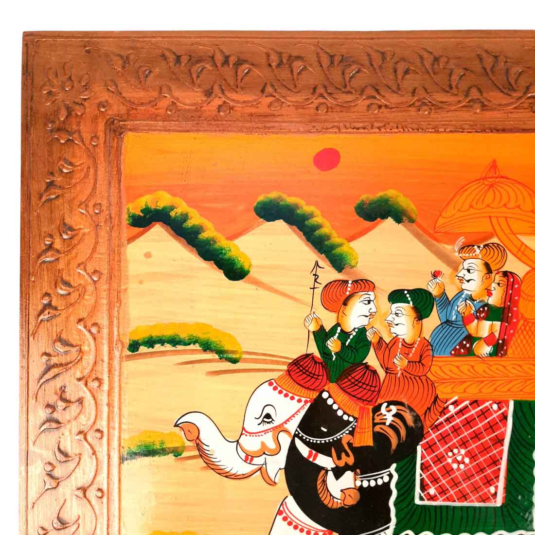 Wooden Bajot | Chowki with Handpainting - For Sitting & Home Decor -15 Inch - ApkaMart #style_Pack of 2
