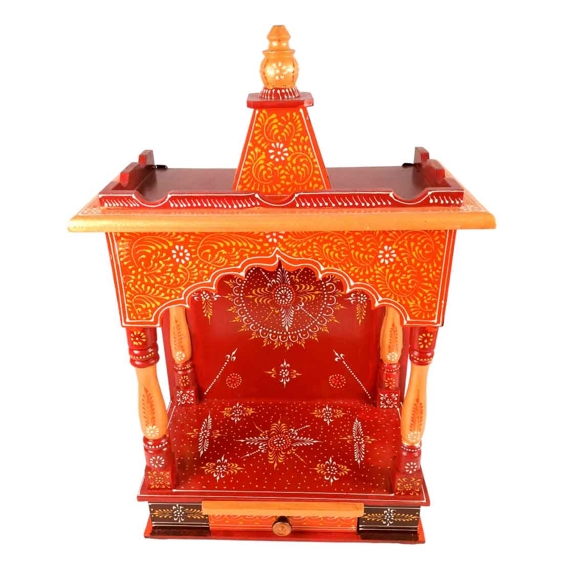 Pooja Mandir | Wooden Temple for Home Big Size -25 Inch - Apkamart #Color_Orange