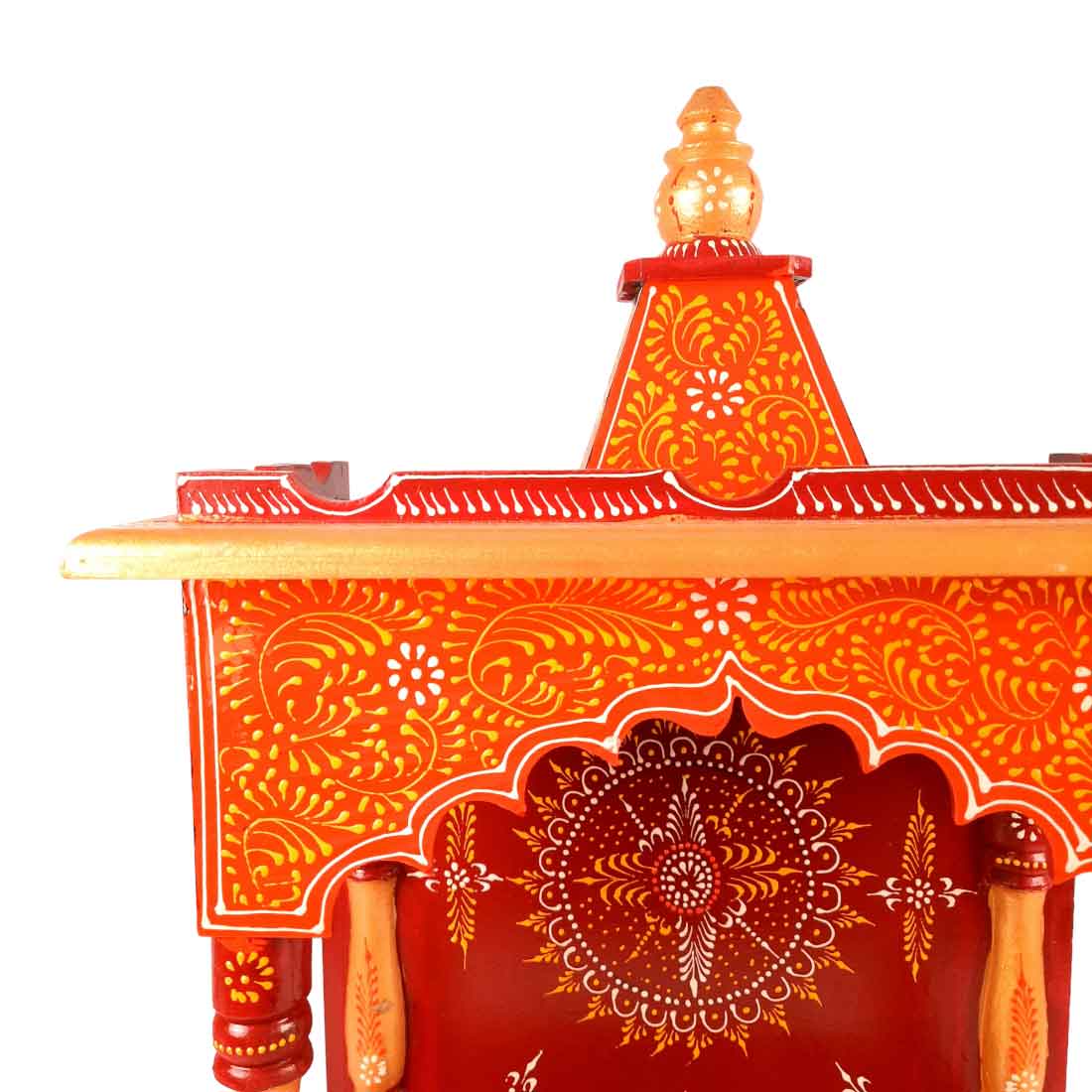 Pooja Mandir | Wooden Temple for Home Big Size -25 Inch - Apkamart #Color_Orange