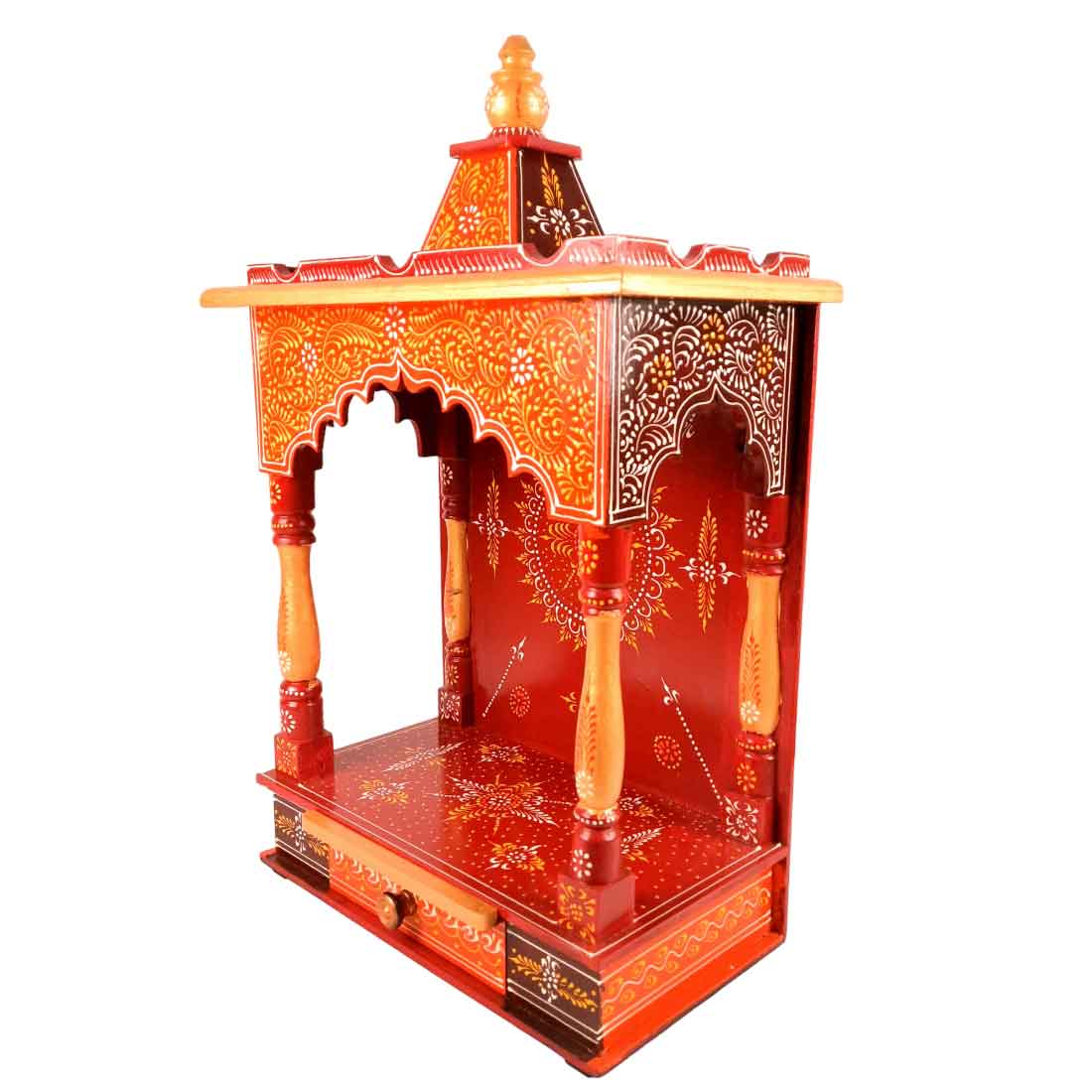 Pooja Mandir | Wooden Temple for Home Big Size -25 Inch - Apkamart #Color_Orange