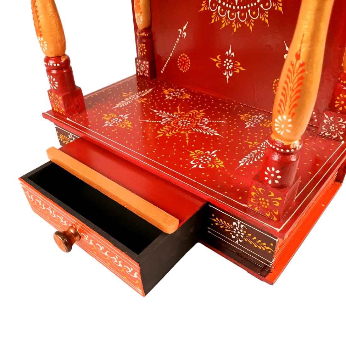 Pooja Mandir | Wooden Temple for Home Big Size -25 Inch - Apkamart #Color_Orange