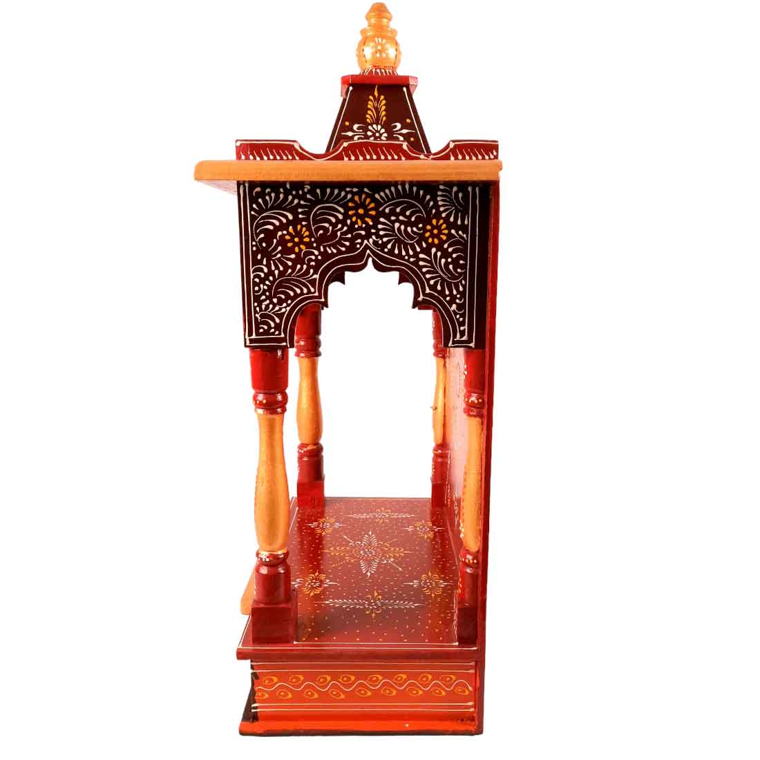 Pooja Mandir | Wooden Temple for Home Big Size -25 Inch - Apkamart #Color_Orange