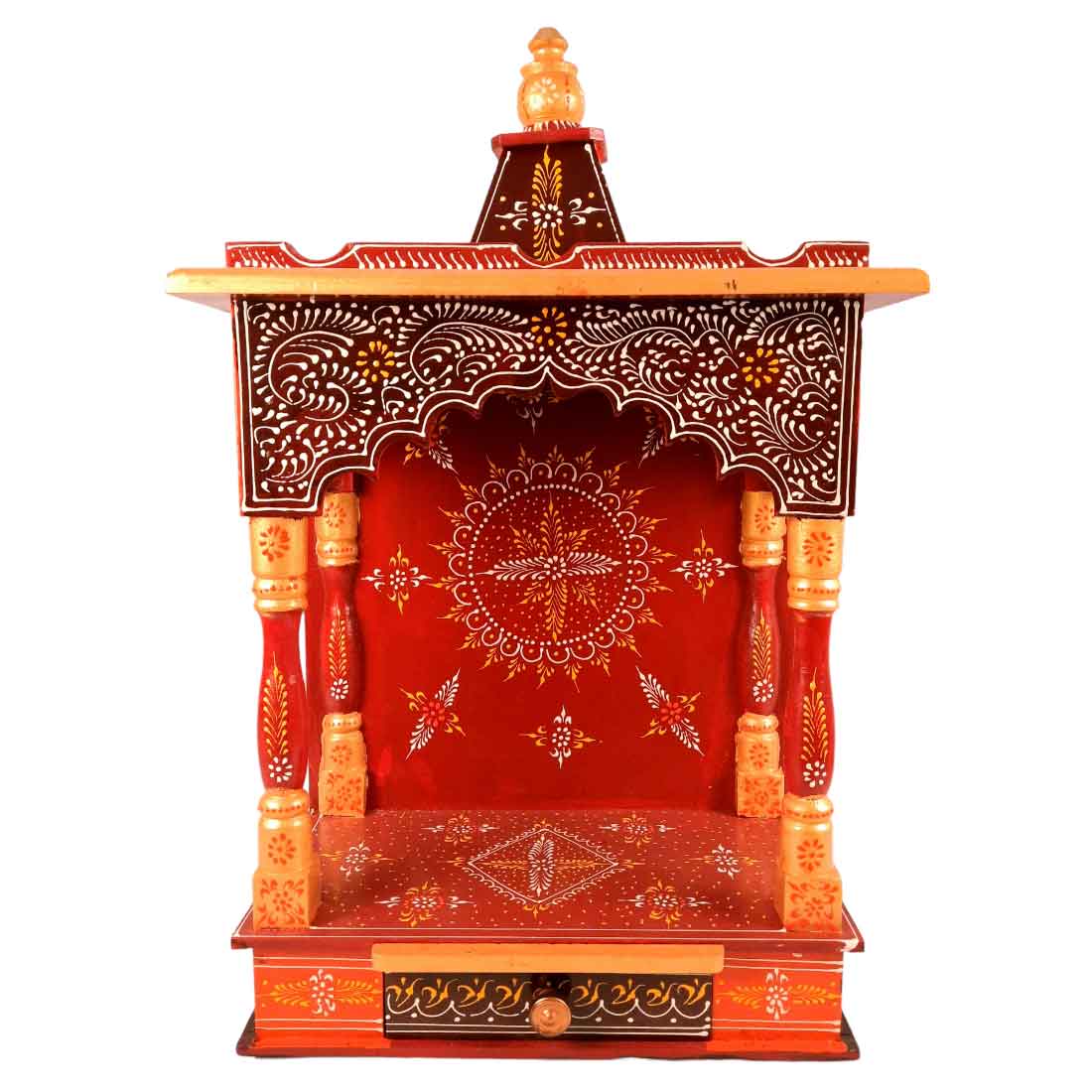 Pooja Mandir | Wooden Temple for Home Big Size -25 Inch - Apkamart #Color_Maroon