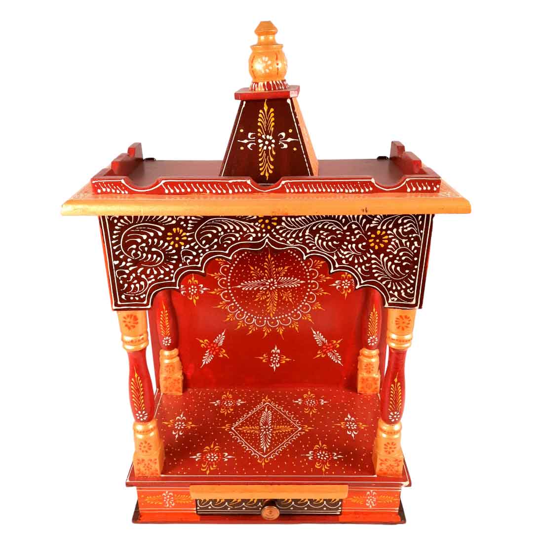 Pooja Mandir | Wooden Temple for Home Big Size -25 Inch - Apkamart #Color_Maroon