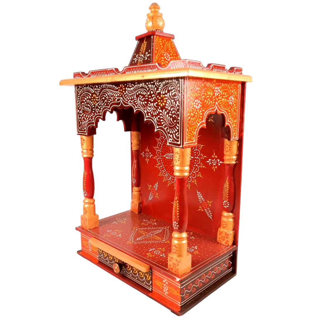 Pooja Mandir | Wooden Temple for Home Big Size -25 Inch - Apkamart #Color_Maroon