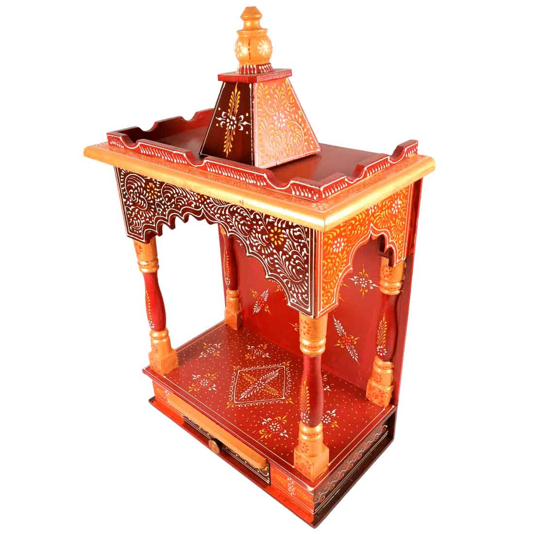 Pooja Mandir | Wooden Temple for Home Big Size -25 Inch - Apkamart #Color_Maroon