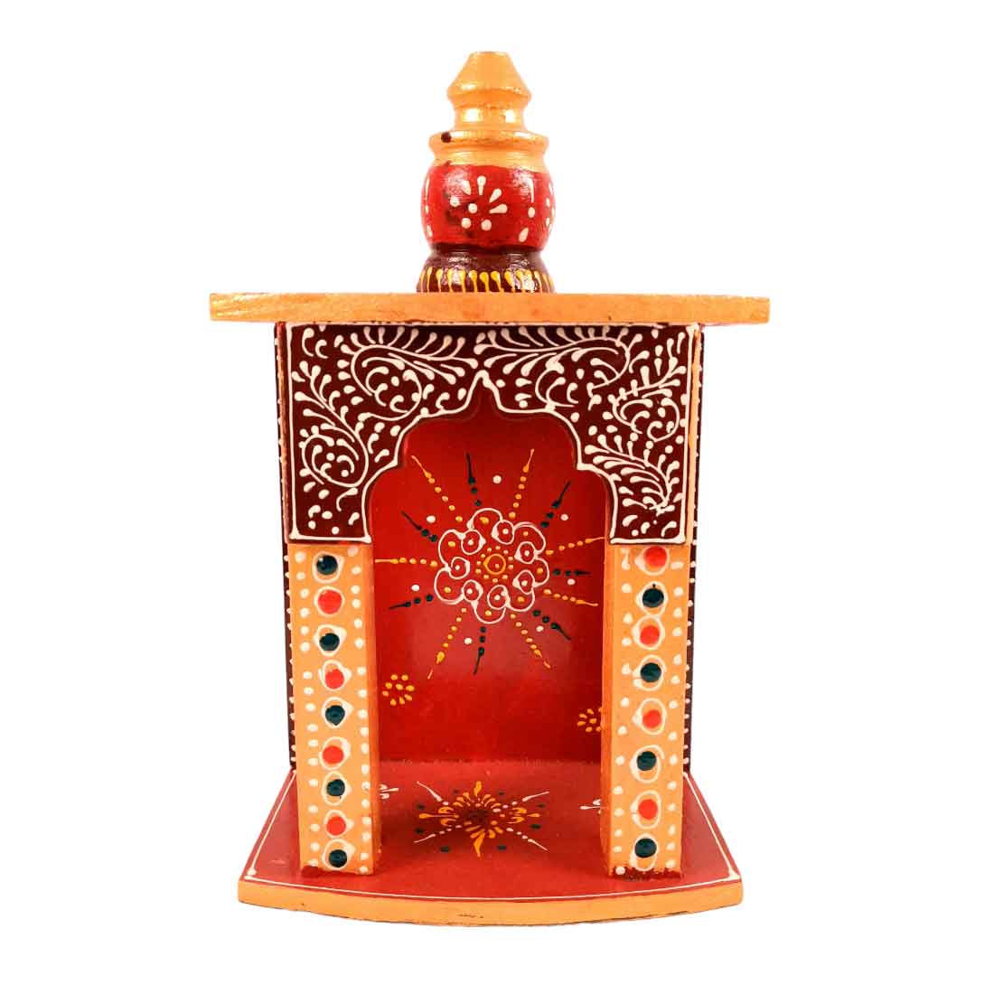 Home Temple | Wall Mounted Wooden Pooja Mandir - for Home & Office - 10 Inch - Apkamart