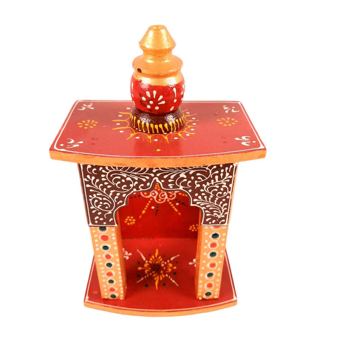 Home Temple | Wall Mounted Wooden Pooja Mandir - for Home & Office - 10 Inch - Apkamart