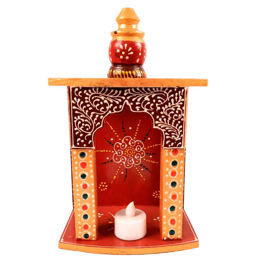 Home Temple | Wall Mounted Wooden Pooja Mandir - for Home & Office - 10 Inch - Apkamart