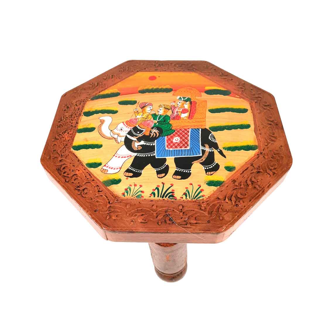 Decorative Chowki | Wooden Bajot - For Corner decoration & Sitting - 12 Inch - apkamart #Style_Pack of 1