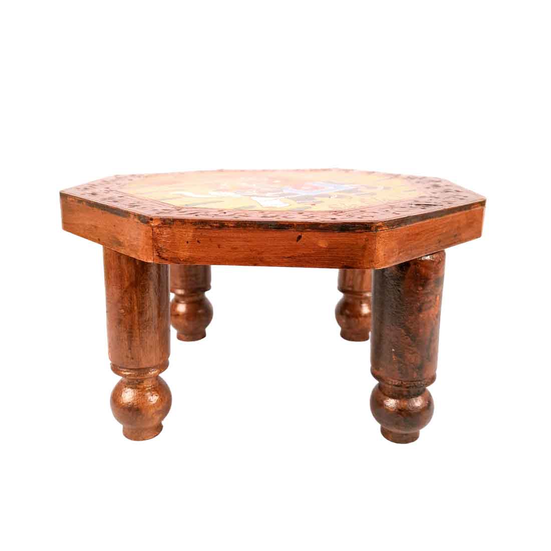 Decorative Chowki | Wooden Bajot - For Corner decoration & Sitting - 12 Inch - apkamart #Style_Pack of 2