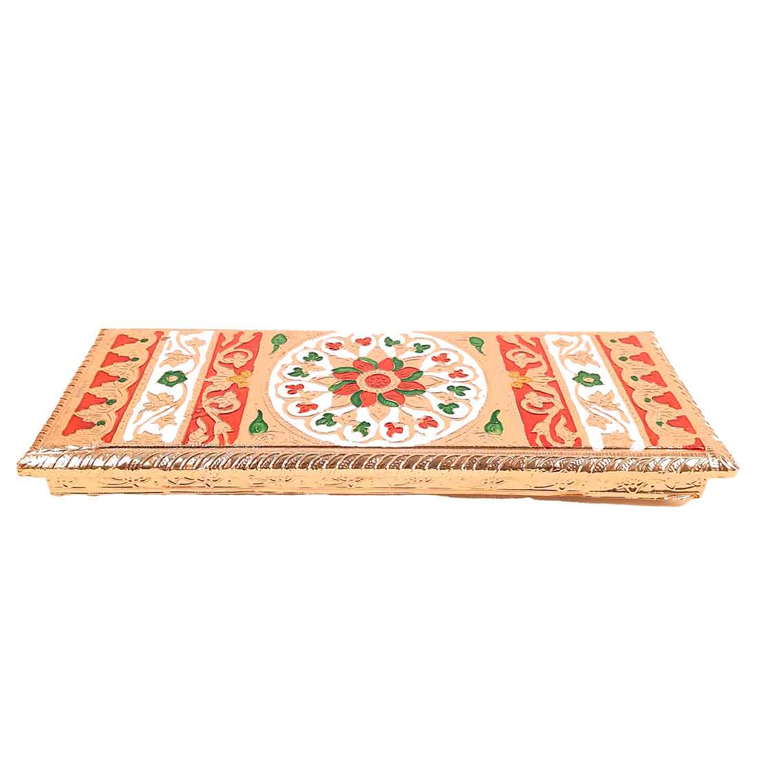 Pooja Chowki Bajot | Minakari Patla Set - For Pooja, Weddings & Festivals - 12 Inch - Apkamart #style_Pack of 1