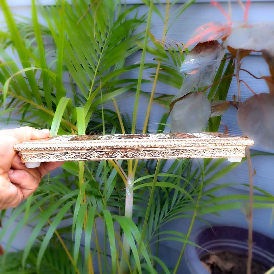 Pooja Chowki Bajot | Minakari Patla Set - For Pooja, Weddings & Festivals - 12 Inch - Apkamart #style_Pack of 3