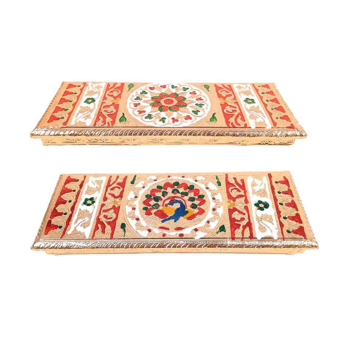 Pooja Chowki Bajot | Minakari Chauki Set - Apkamart #style_pack of 2