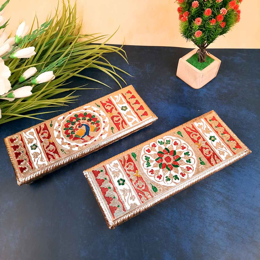 Pooja Chowki Bajot | Minakari Chauki Set - Apkamart #style_pack of 2