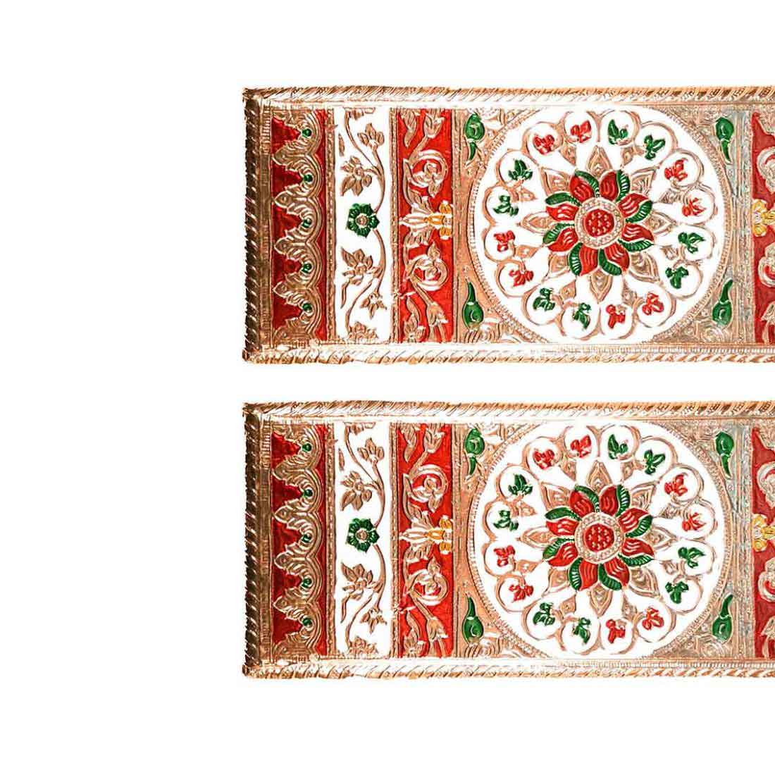 Pooja Chowki Bajot | Minakari Patla Set - For Pooja, Weddings & Festivals - 12 Inch - Apkamart #style_Pack of 2