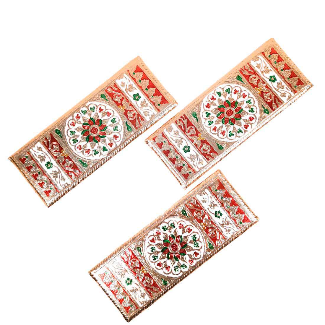 Pooja Chowki Bajot | Minakari Patla Set - For Pooja, Weddings & Festivals - 12 Inch - Apkamart #style_Pack of 3