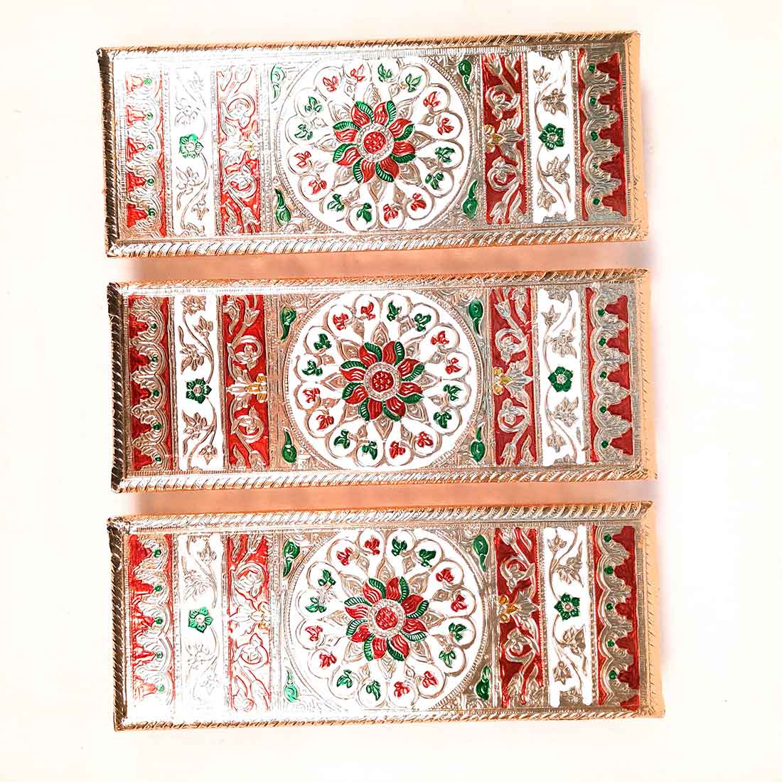 Pooja Chowki Bajot | Minakari Patla Set - For Pooja, Weddings & Festivals - 12 Inch - Apkamart #style_Pack of 3