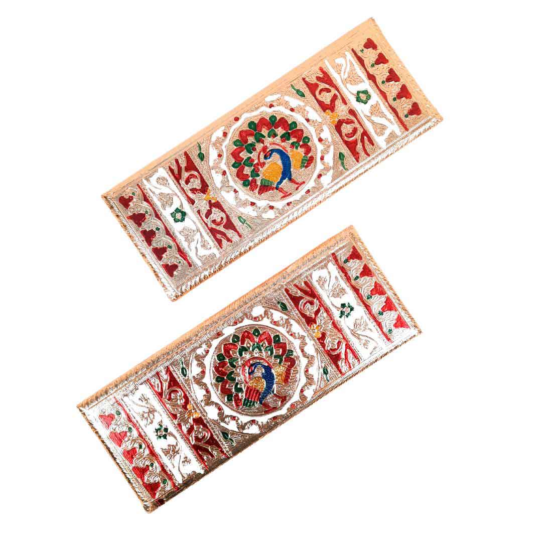 Pooja Chowki Bajot | Peacock Design Minakari Patla Set - Apkamart #Style_pack of 2