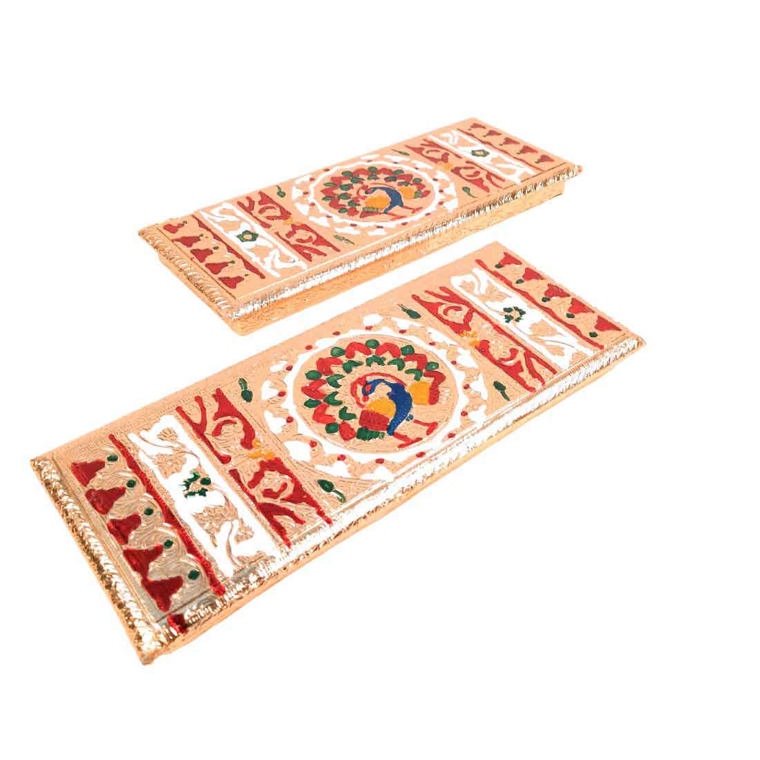 Pooja Chowki Bajot | Peacock Design Minakari Patla Set - Apkamart #Style_pack of 2
