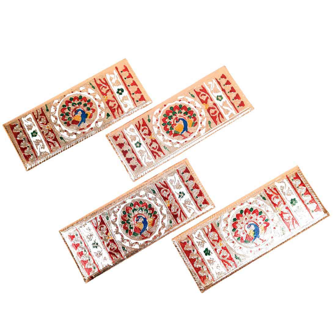 Pooja Chowki Bajot | Peacock Design Minakari Patla Set - Apkamart #Style_pack of 4