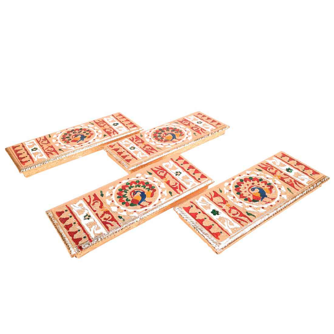 Pooja Chowki Bajot | Peacock Design Minakari Patla Set - Apkamart #Style_pack of 4