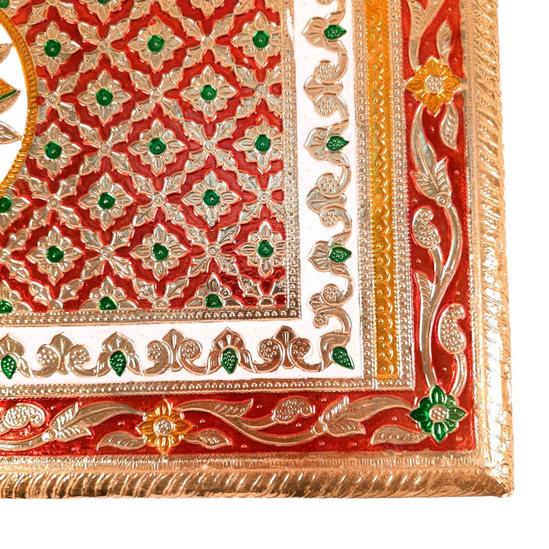 Pooja Chowki Bajot | Minakari Patla Chauki - For Pooja, Weddings & Festivals - 18 Inch - Apkamart#Style_Flower Design