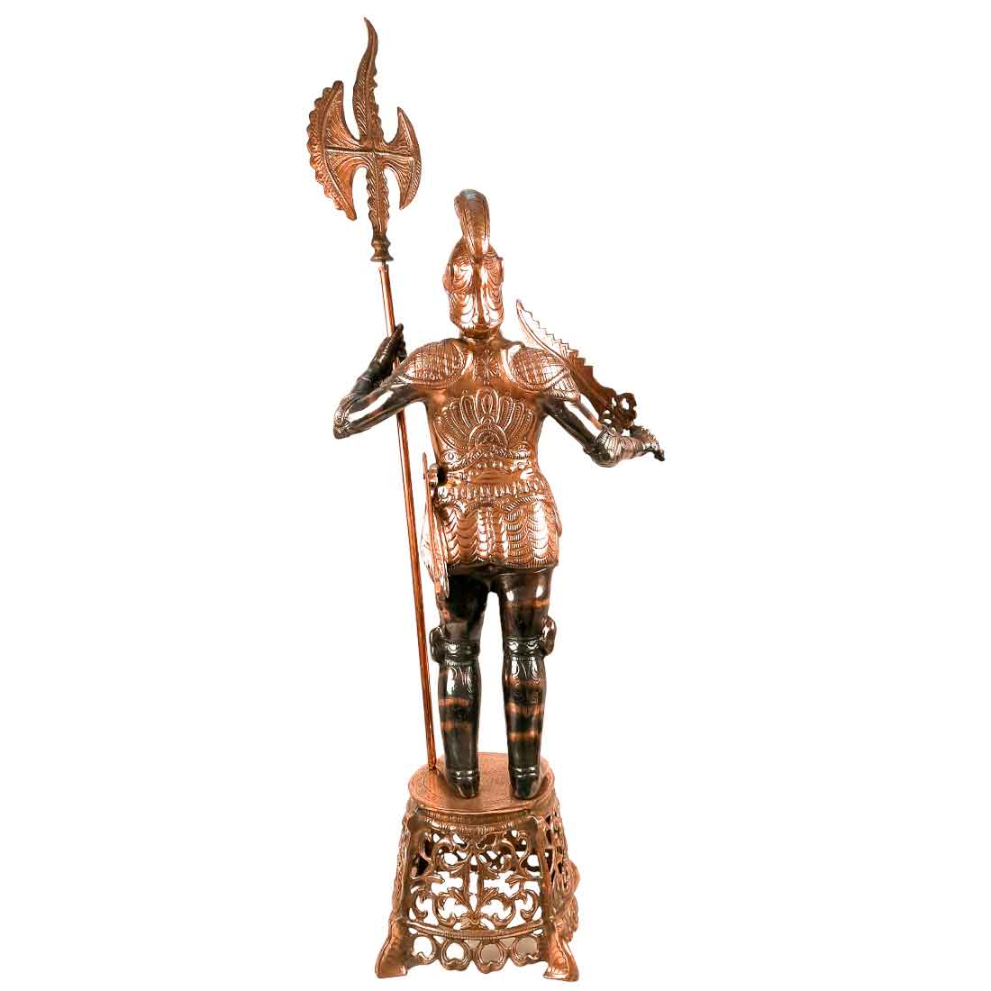 Soldier Showpiece | Warrior Statue with Spear & Sword - For Living Room, Home Decor & Gifts - 46 Inch - Apkamart