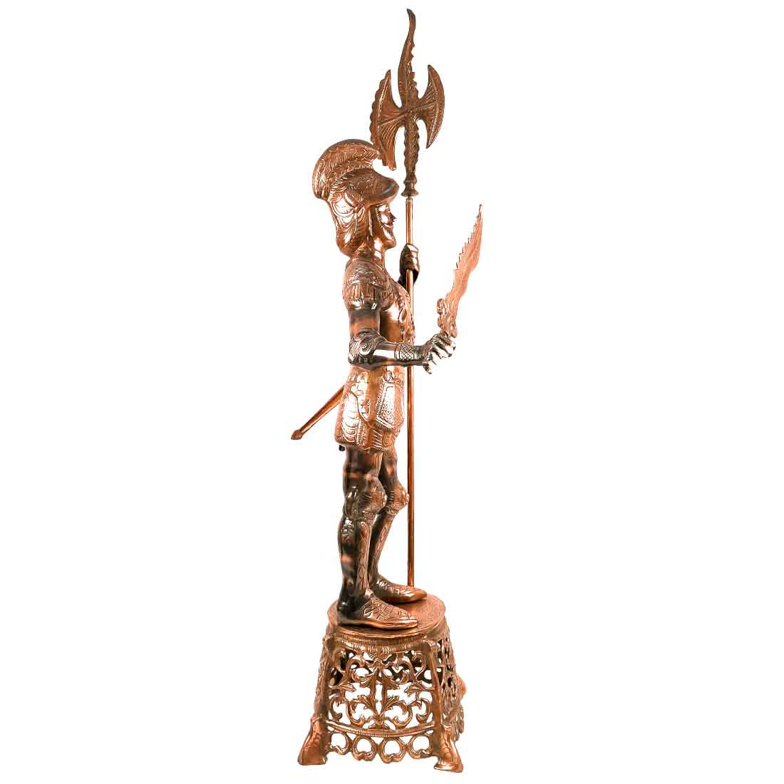 Soldier Showpiece | Warrior Statue with Spear & Sword - For Living Room, Home Decor & Gifts - 46 Inch - Apkamart