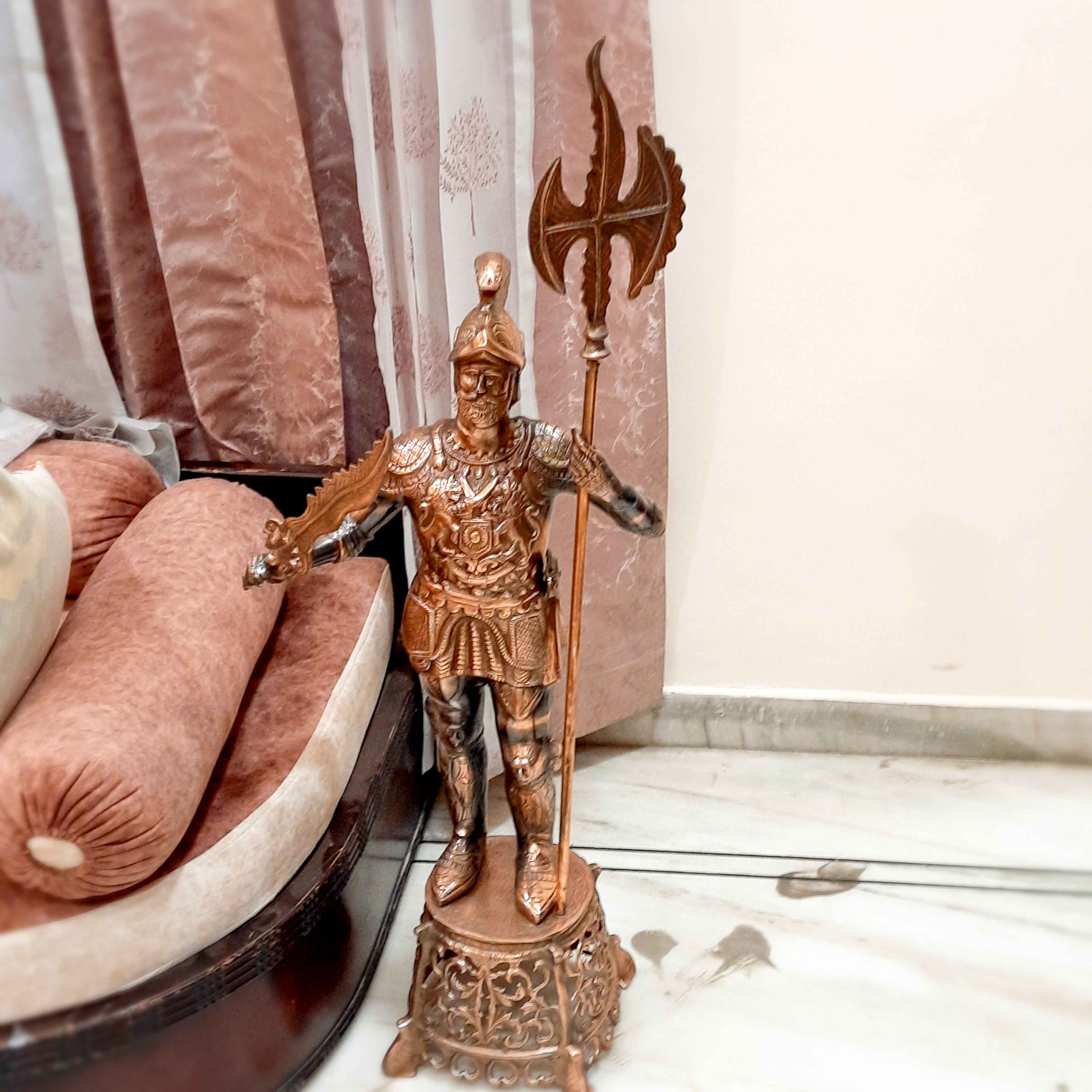 Soldier Showpiece | Warrior Statue with Spear & Sword - For Living Room, Home Decor & Gifts - 46 Inch - Apkamart