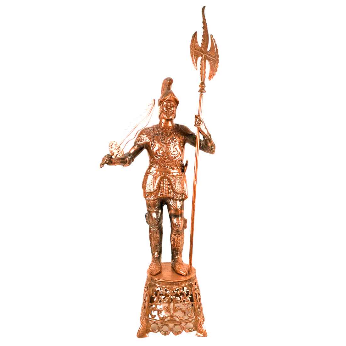 Soldier Showpiece | Warrior Statue with Spear & Sword - For Living Room, Home Decor & Gifts - 46 Inch - Apkamart