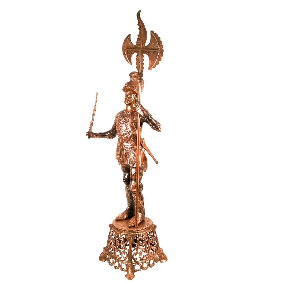 Soldier Showpiece | Warrior Statue with Spear & Sword - For Living Room, Home Decor & Gifts - 46 Inch - Apkamart