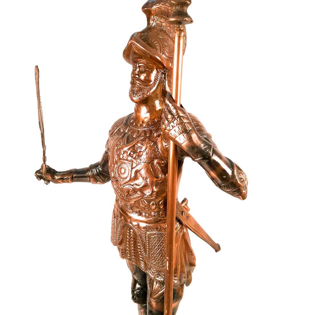 Soldier Showpiece | Warrior Statue with Spear & Sword - For Living Room, Home Decor & Gifts - 46 Inch - Apkamart