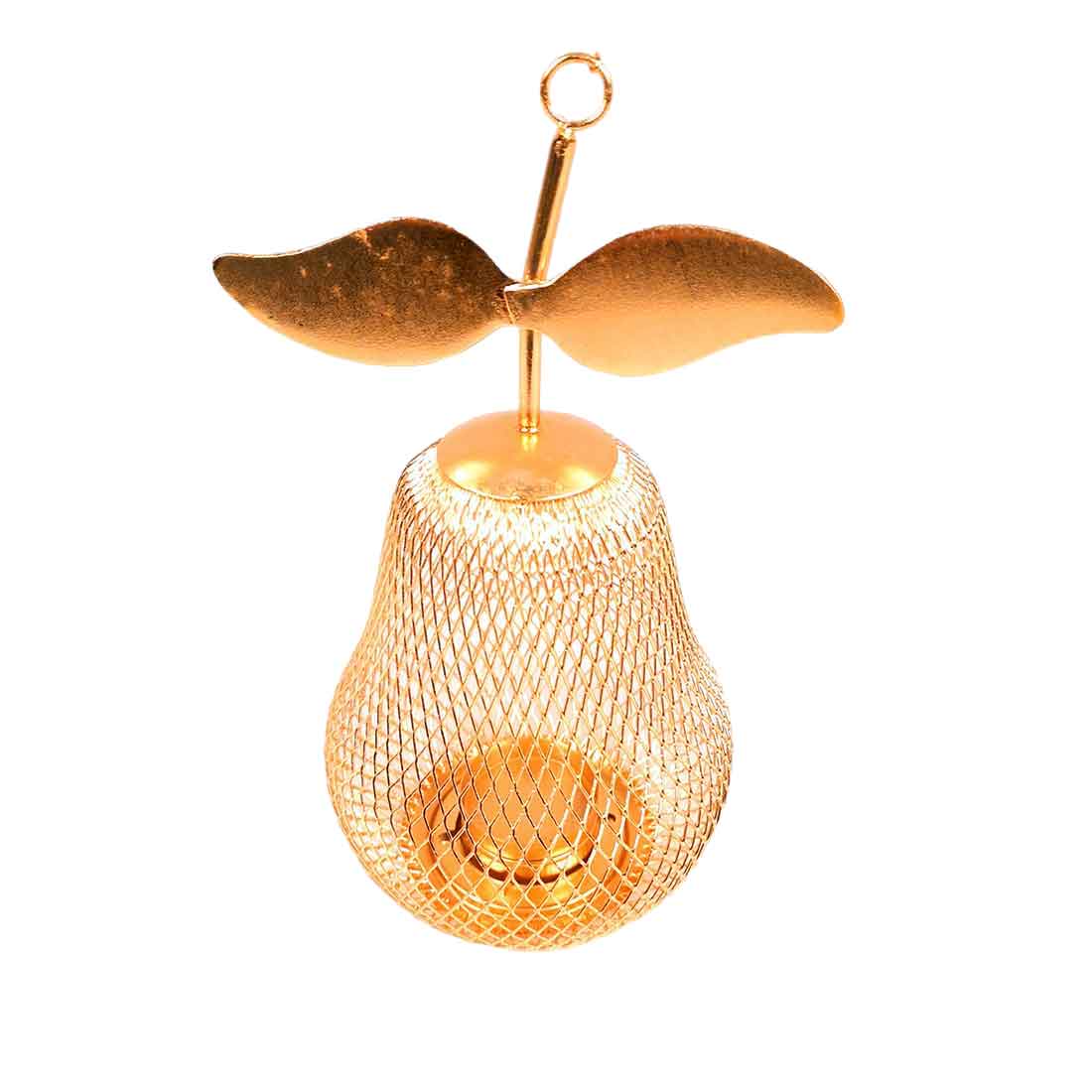 Tea Light Candle Holder | Pear Design Golden Candle Stand - For Table & Home Decor - 9 Inch - Apkamart #Style_Pack of 1