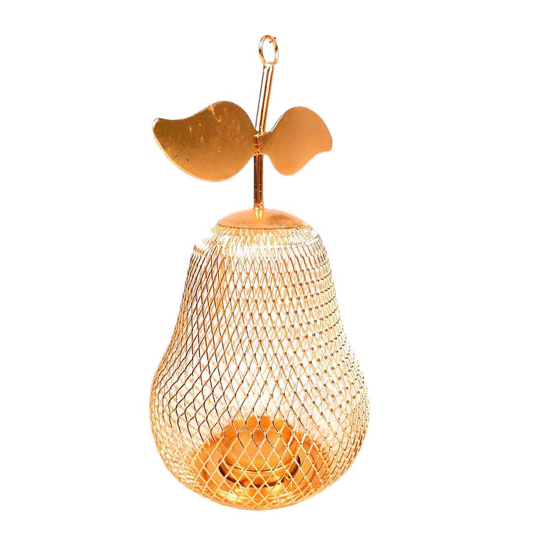 Tea Light Candle Holder | Pear Design Golden Candle Stand - For Table & Home Decor - 9 Inch - Apkamart #Style_Pack of 1