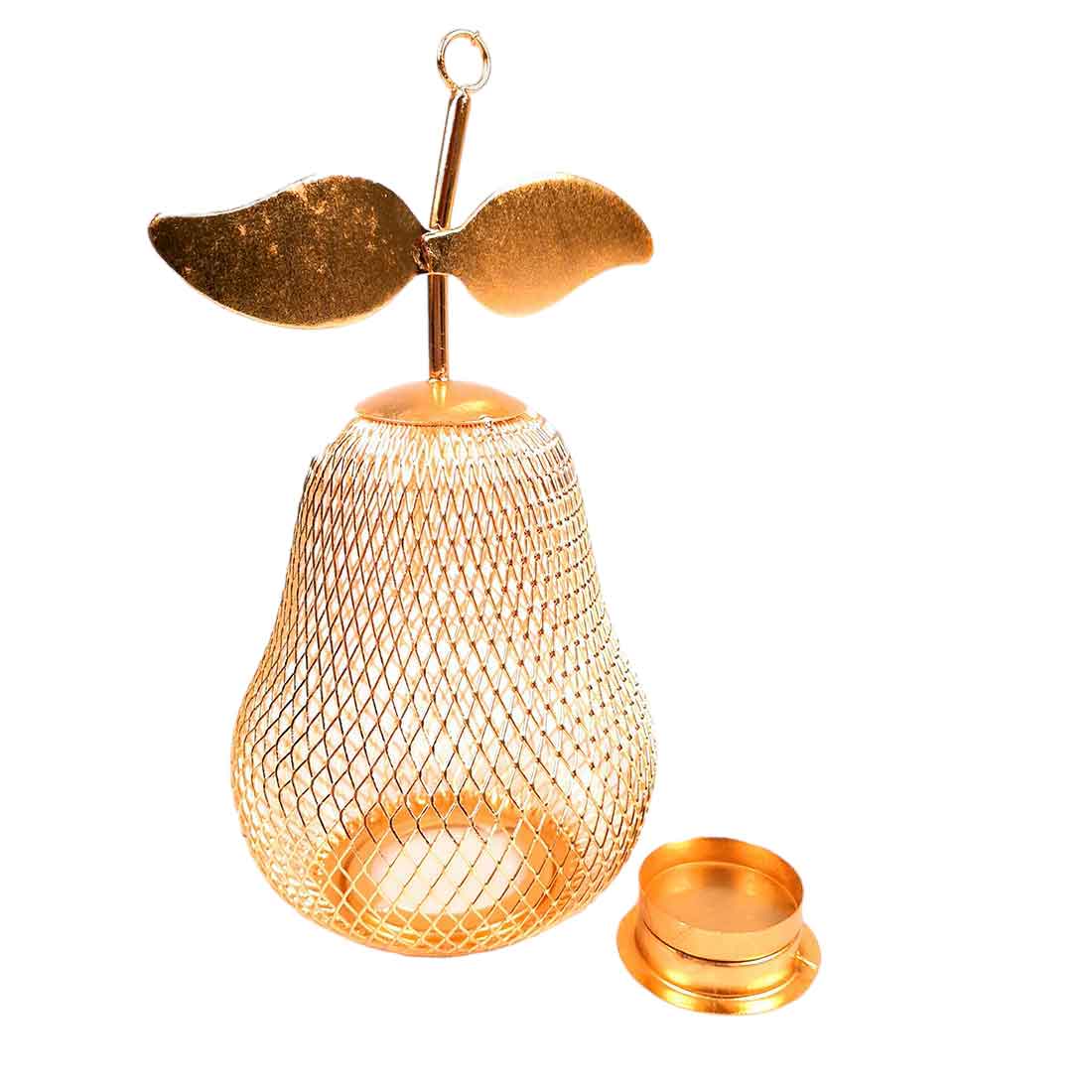 Tea Light Candle Holder | Pear Design Golden Candle Stand - For Table & Home Decor - 9 Inch - Apkamart #Style_Pack of 1