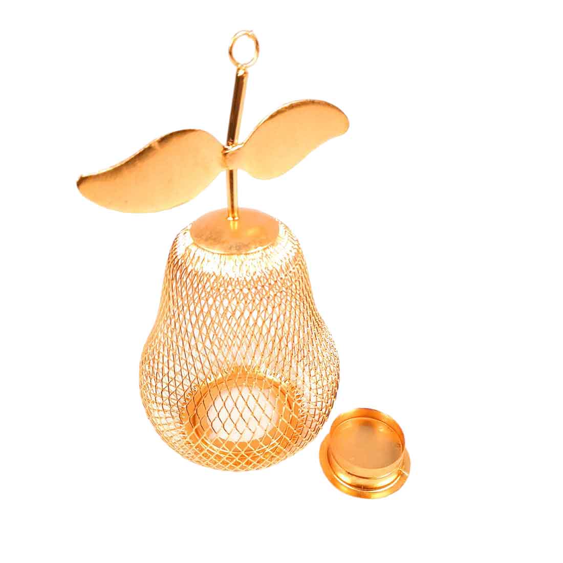Tea Light Candle Holder | Pear Design Golden Candle Stand - For Table & Home Decor - 9 Inch - Apkamart #Style_Pack of 1