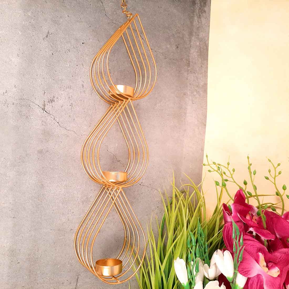Wall Hanging Tea Light Holder With 3 Slots - Apkamart