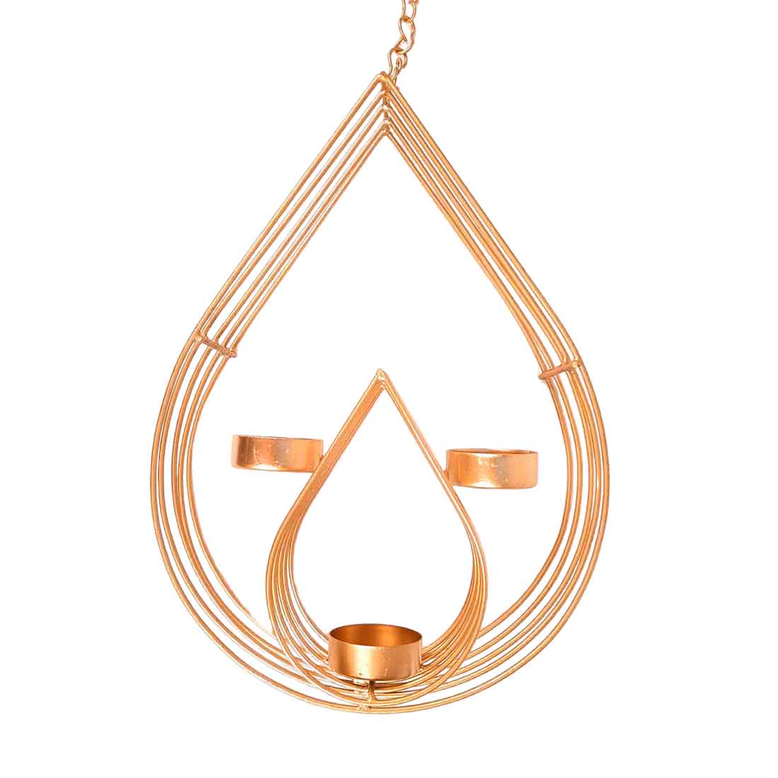 Wall Mount Tea Light Holder | Golden T Light Hanging with 3 T Light Slots - For Wall & Home Decor & Gifts - 22 Inch - Apkamart
