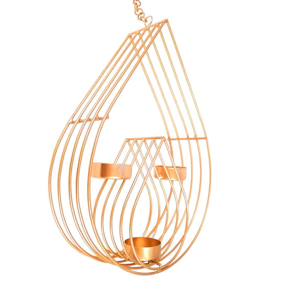 Wall Mount Tea Light Holder | Golden T Light Hanging with 3 T Light Slots - For Wall & Home Decor & Gifts - 22 Inch - Apkamart